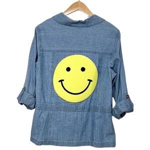Denim Button-Up Jacket w/Smiley face